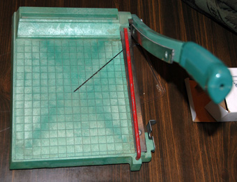 Paper cutter used for cutting patches.
